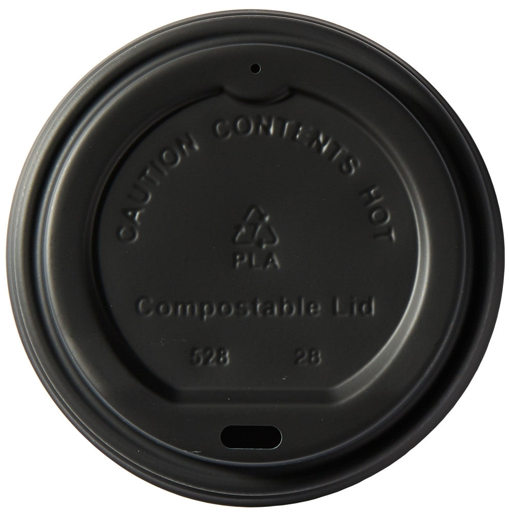 Coffee, tea and hot chocolate takeaway drink lids manufactured from CPLA.